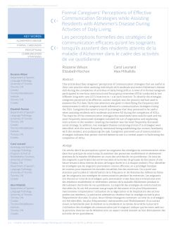 Formal Caregivers` Perceptions of Effective Communication