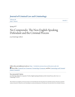No Comprendo: The Non-English-Speaking Defendant and the