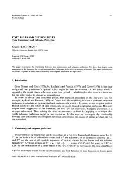 FIXED RULES AND DECISION RULES Time Consistency and