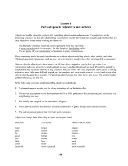 Lesson 6 Parts of Speech: Adjectives and Articles
