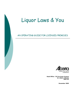 Liquor Laws and You - Legislative Assembly of Alberta
