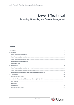 Level 1 Technical Recording, Streaming and Content