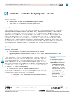 Lesson 16: Converse of the Pythagorean Theorem