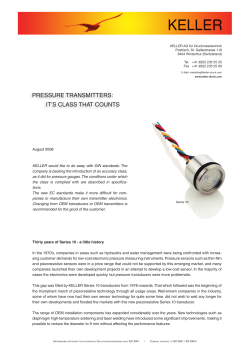 PRESSuRE TRANSMITTERS: IT`S cLASS ThAT cOuNTS