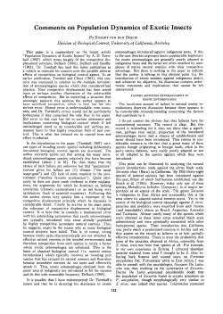Comments on Population Dynamics of Exotic Insects