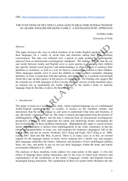 The Functions of Multiple Languages in Mealtime Interactions of an