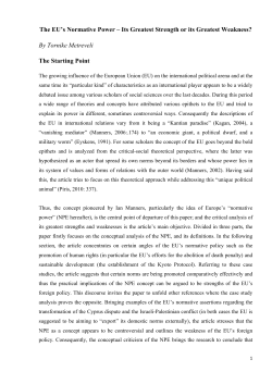 The EU`s Normative Power &ndash; Its Greatest Strength or its Greatest