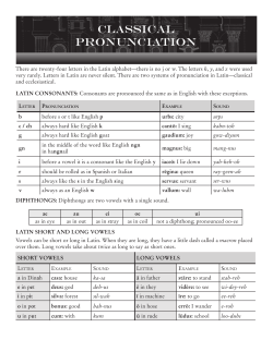 CLASSICAL PRONUNCIATION