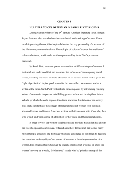 CHAPTER 3 MULTIPLE VOICES OF WOMAN IN SARAH PIATT`S