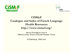 CISMeF Catalogue and Index of French Language Health