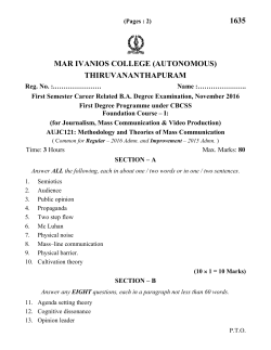 Methodology and Theories of Mass Communication 2016