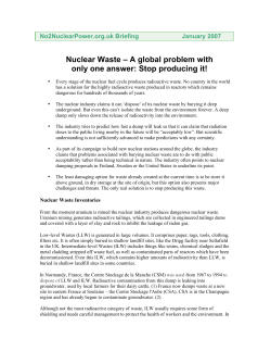 Nuclear Waste &ndash; A global problem with only one answer: Stop