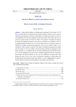 MAGNA CARTA 1215： A GLORIOUS FAILURE