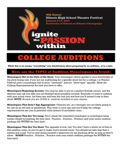 college auditions - Illinois High School Theatre Festival