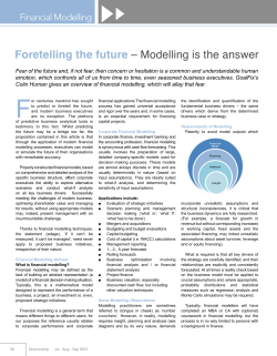 Foretelling the future &ndash; Modelling is the answer