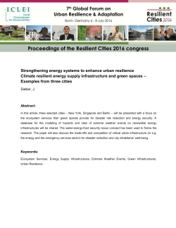 Proceedings of the Resilient Cities 2016 congress