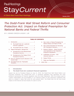 The Dodd-Frank Wall Street Reform and Consumer Protection Act