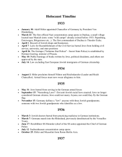 Holocaust Timeline 1933 1934 1935 1936 1937