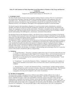 Policy 99 - 001 Statement of Policy Regarding Sexual Misconduct