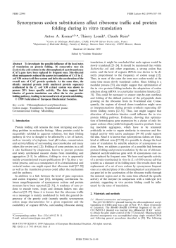 Synonymous codon substitutions affect ribosome traffic and protein