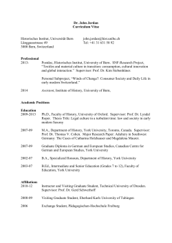 Dr. John Jordan Curriculum Vitae Historisches Institut, Universit&auml;t