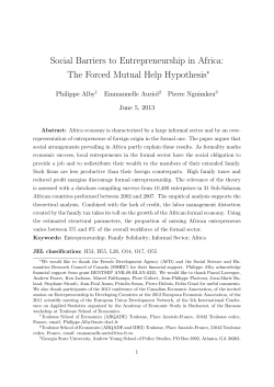 Social Barriers to Entrepreneurship in Africa: The Forced Mutual