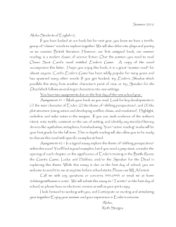 Summer 2016 Aloha Students of English12, If you