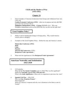 American Neutrality and Isolationism 1933-1939