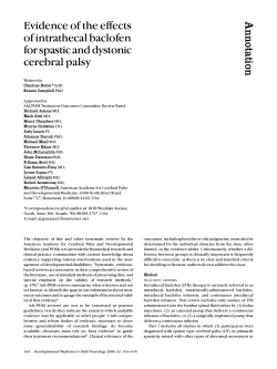 Annotation Evidence of the effects of intrathecal baclofen for spastic