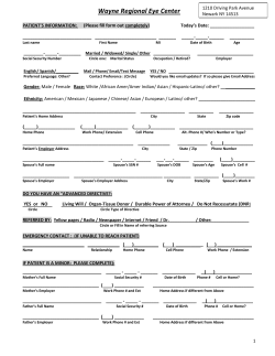 Patient Information Sheet - Wayne Regional Eye Center