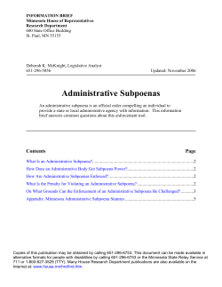 Administrative Subpoenas - Minnesota House of Representatives