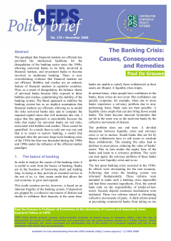 The Banking Crisis: Causes, Consequences and Remedies