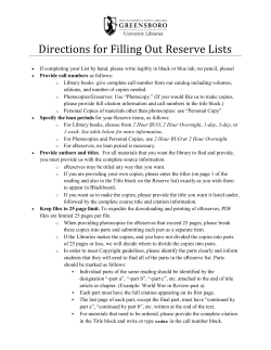 Directions for Filling Out Reserve Lists