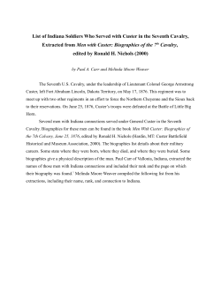 List of Indiana Soldiers Who Served with Custer in the Seventh