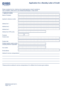 Standby letters of credit application form