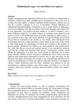 Mediating Revenge: Utu and Māori war captives Hazel Petrie