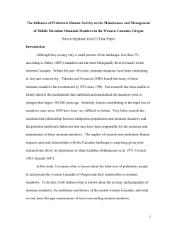 The Influence of Prehistoric Human Activity on the Maintenance and