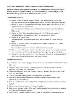 GCSE Practice questions for `Pride and Prejudice`