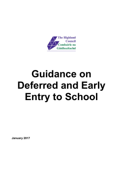 Guidance on Deferred and Early Entry to School
