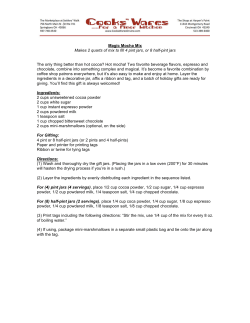 Magic Mocha Mix Makes 2 quarts of mix to fill 4 pint jars, or 8 half