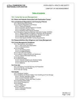 Table of Contents 18.0 Camp Set Up and Management