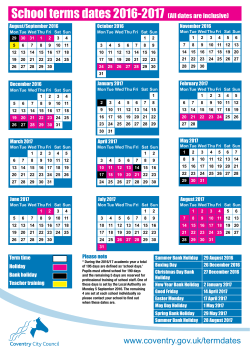 School terms dates 2016-2017 (All dates are inclusive)