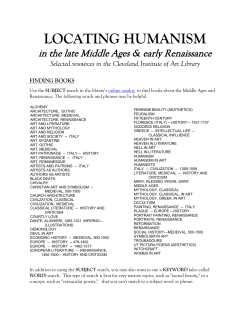HUMANISM Spring 20001 - Cleveland Institute of Art