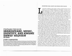 Shakespeare, Music, Identity, and Kwame Dawes` Requiem