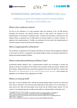 INTERNATIONAL MISSING CHILDREN`S DAY 2011