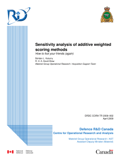 Sensitivity analysis of additive weighted scoring methods