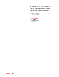 Ten Critical Success Factors for CRM