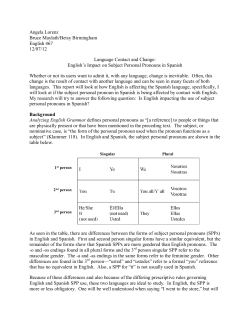 Englishs Impact on Subject Personal Pronouns in Spanish