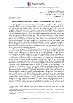 English-language comparative studies of Silesia and Ulster, 1918 to
