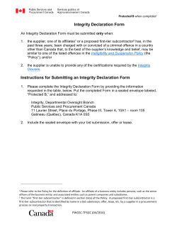 Integrity declaration form - Services publics et Approvisionnement